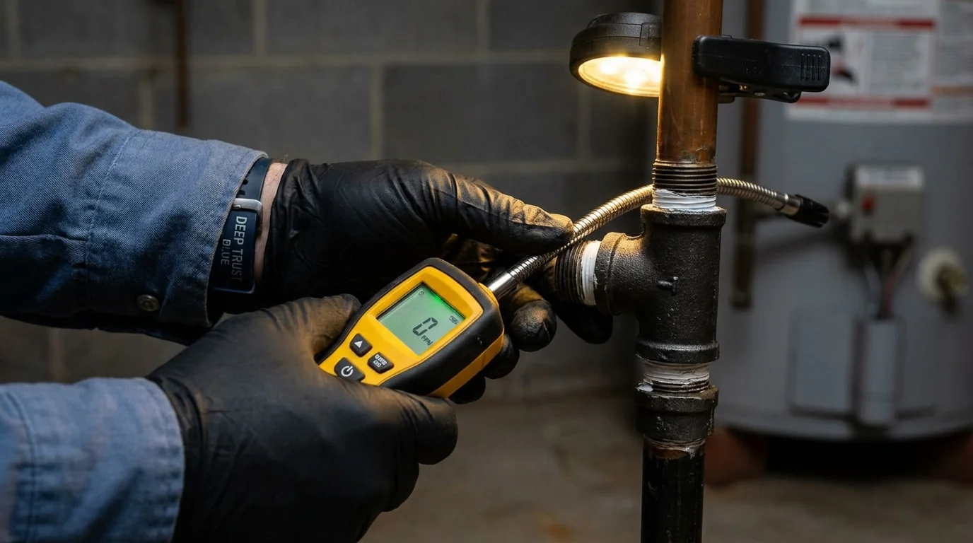 Gas leak detection with electronic sniffer by Johns Plumbing LLC in Aledo