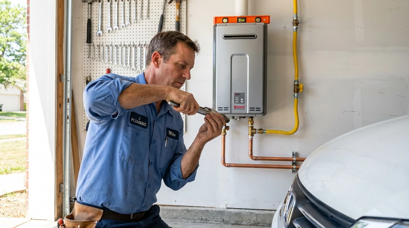 Tankless water heater installation by a Johns Plumbing LLC plumber in Aledo